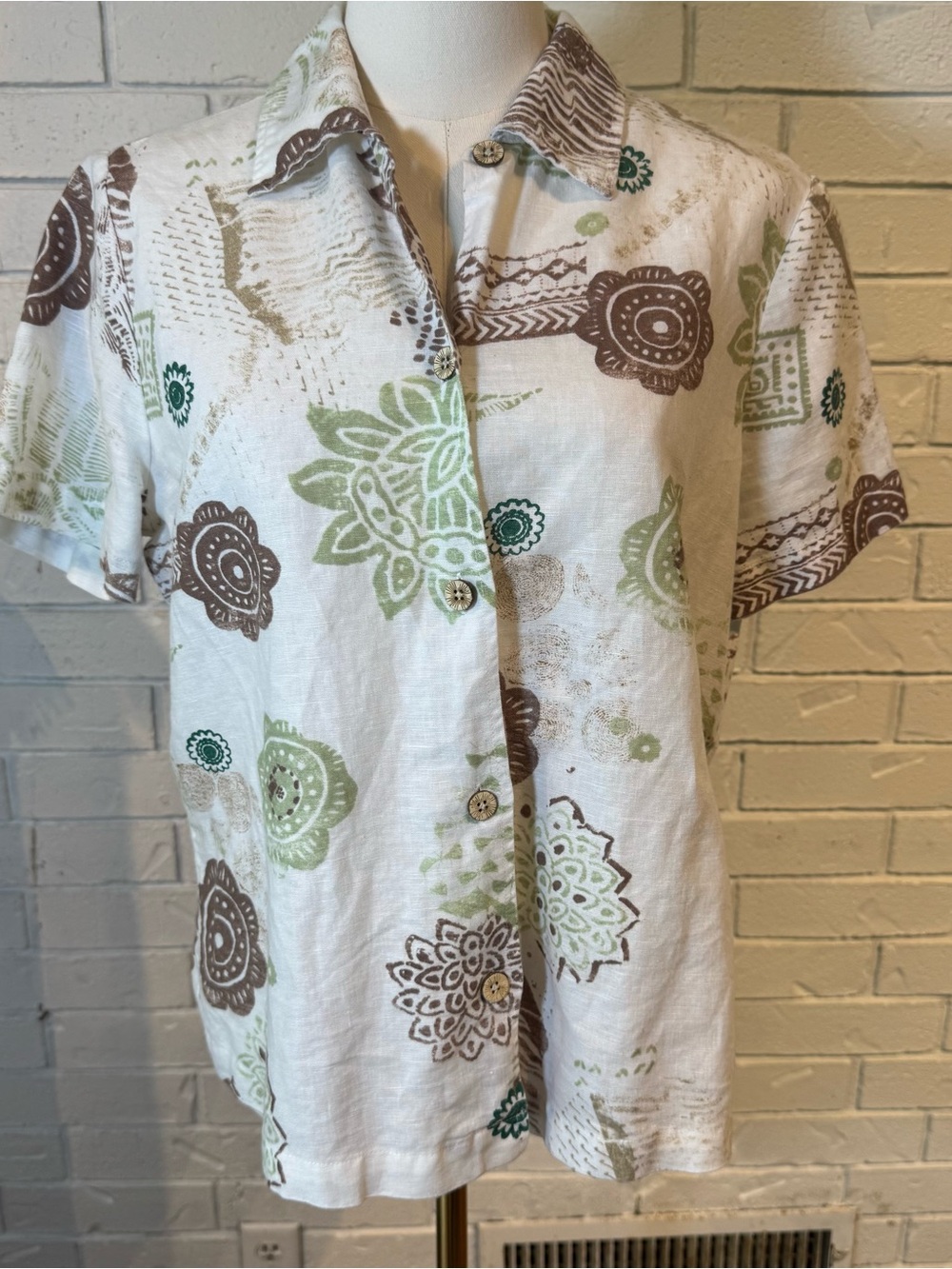 Vintage 90s y2k Hot Cotton Linen Blend Buttondown Shirt Women’s M